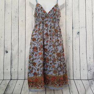 Boho Cotton Denim & Floral Dress